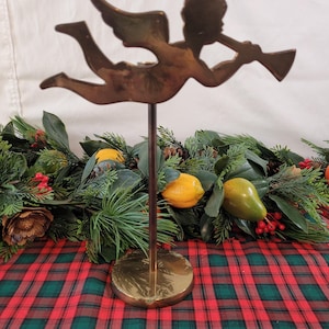 Vintage brass Christmas angel candle stick holder