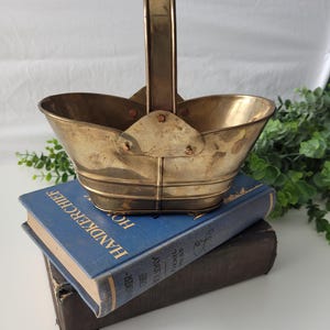 Vintage brass basket with handle