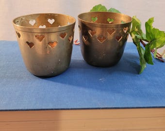 Pair of vintage brass votive candle holders