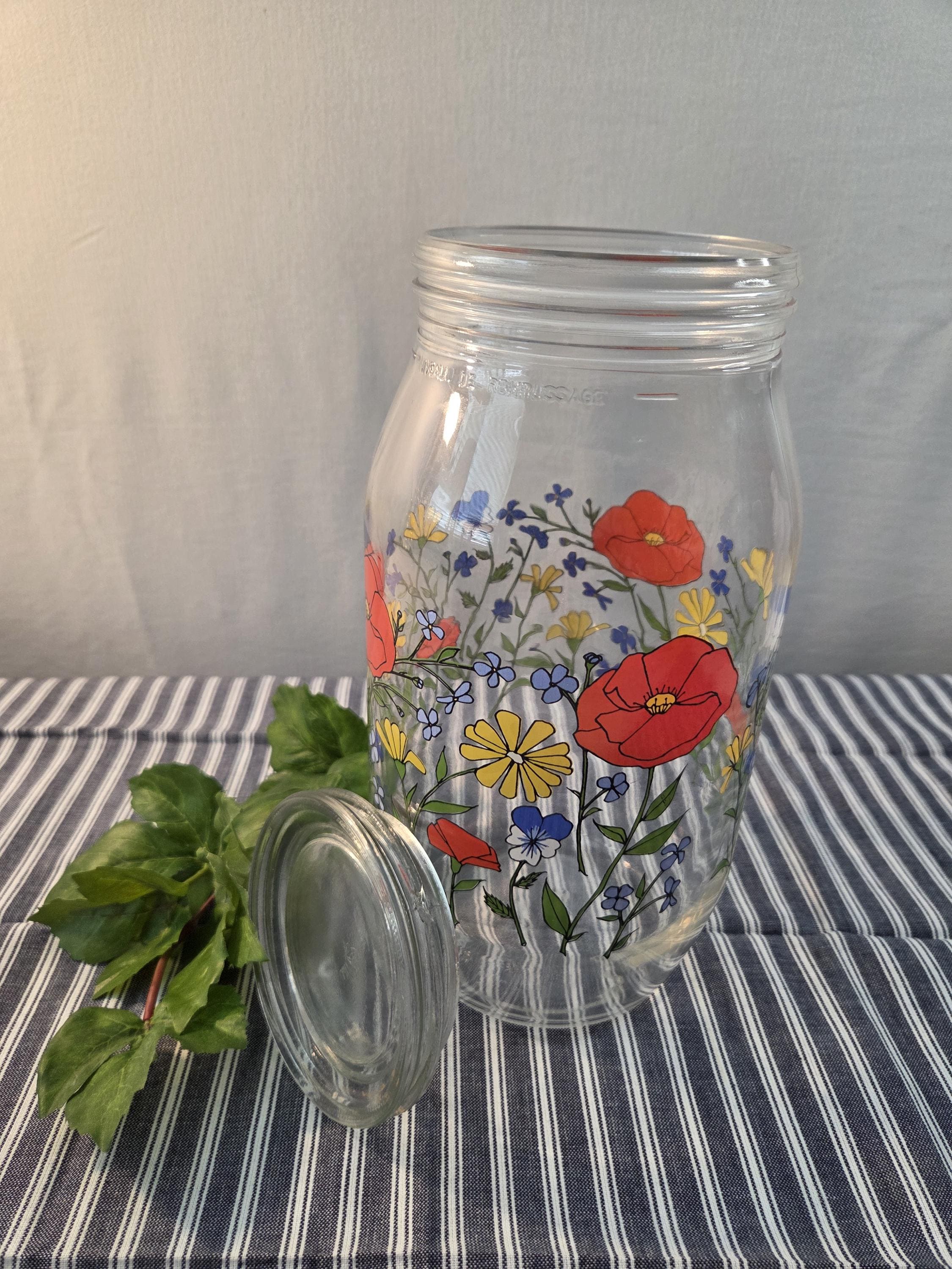 Vintage Red Glass Canister - Etsy