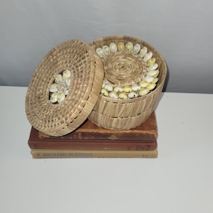 Vintage Six Coaster Set with Cowrie Shells