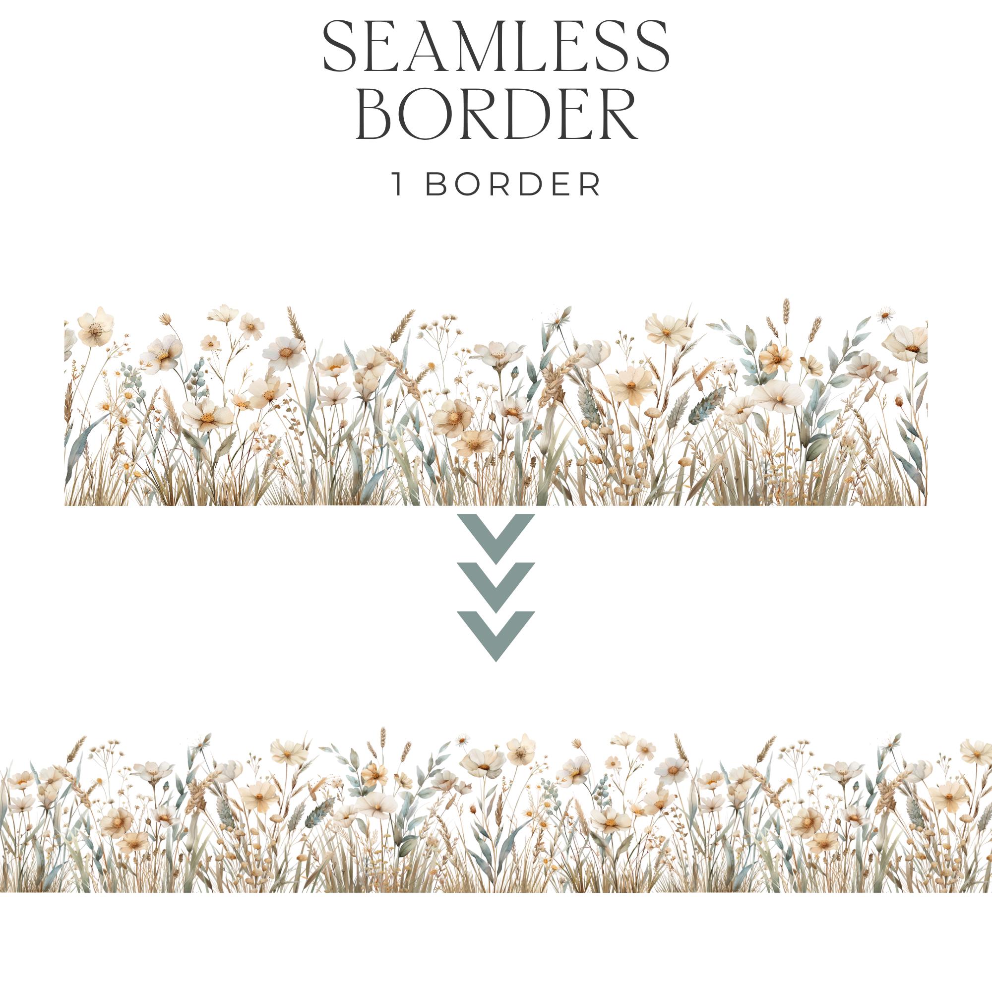 Meadow Floral Bouquets and Border, Cottage Core Meadow Wildflower ...