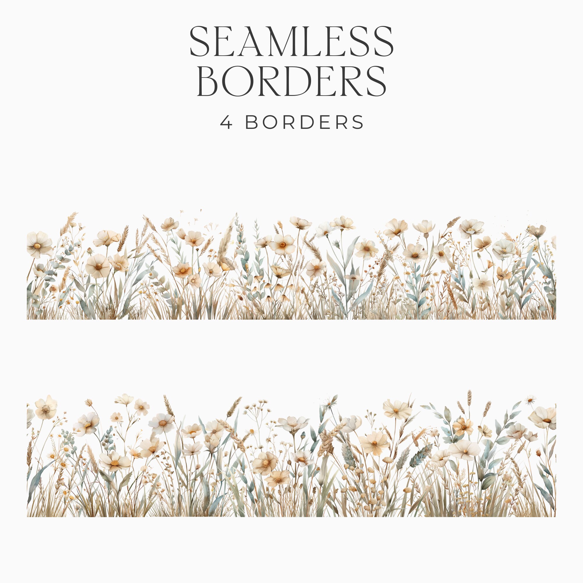 Cottage Core Meadow Wildflower Watercolor Clipart, Meadow Floral ...