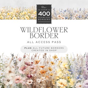 Aquarel bloemen clipart All Access Pass, aquarel wilde bloemenranden collectie, lente, zomer, herfstbloem illustraties, wilde bloemen bundel