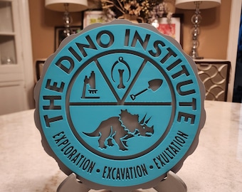 Dino Institute Sign | Dinosaur Ride Decor | Animal Kingdom PLA