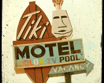 Tiki Motel Neon Sign UNFRAMED 5x5 Fine Art Photo