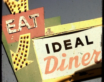 Ideal Diner Neon Sign UNFRAMED 5x5 Fine Art Photo