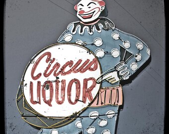 Giant Clown Neon Sign UNFRAMED 5x5 Fine Art Photo
