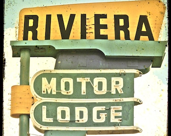 Riviera Motor Lodge Neon Sign UNFRAMED 5x5 Fine Art Photo