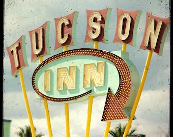 TUCSON INN Unframed 5x5 Photo - Midcentury Modern - Neon Sign Photography Print