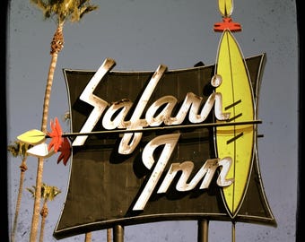 Safari Inn Motel Neon Sign UNFRAMED 5x5 Fine Art Photo