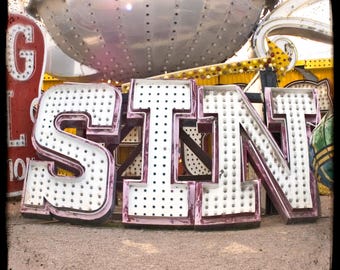Sin Neon Sign UNFRAMED 5x5 Fine Art Photo