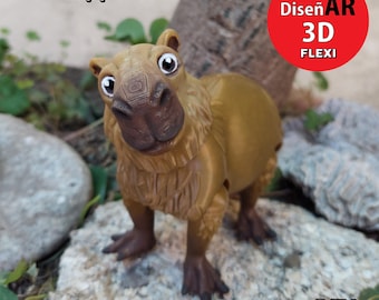 Capybara STL file for 3d printing, articulated Capybara figure, 3mf included
