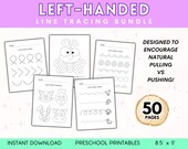 Left-Handed Line Tracing Worksheets Preschool Activities Bundle Learning Lines Curve Line Tracing PreK Fine Motor Skills Pre Handwriting