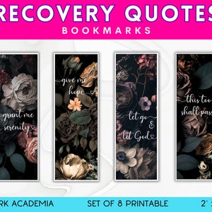 Sobriety anniversary gifts, Digital printable bookmark for women, Printable bookmarks, Recovery quotes, Gifts for sponsors, Dark academia