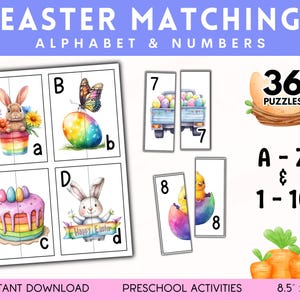 Cartes de Pâques assorties, thème arc-en-ciel, lettres de l'alphabet, majuscules et minuscules, reconnaissance de motifs, apprendre à compter jusqu'à 10, apprentissage des tout-petits