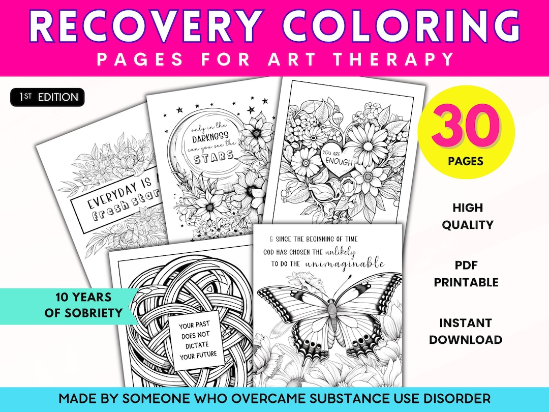 Mental Health Coloring Sheets, Sobriety Coloring Book, Recovery Quotes ...