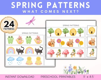 Spring patterns, Toddler worksheets, Activities for preschoolers, Printable learning tool, Cut and paste sequence, Scissor skills, Digital
