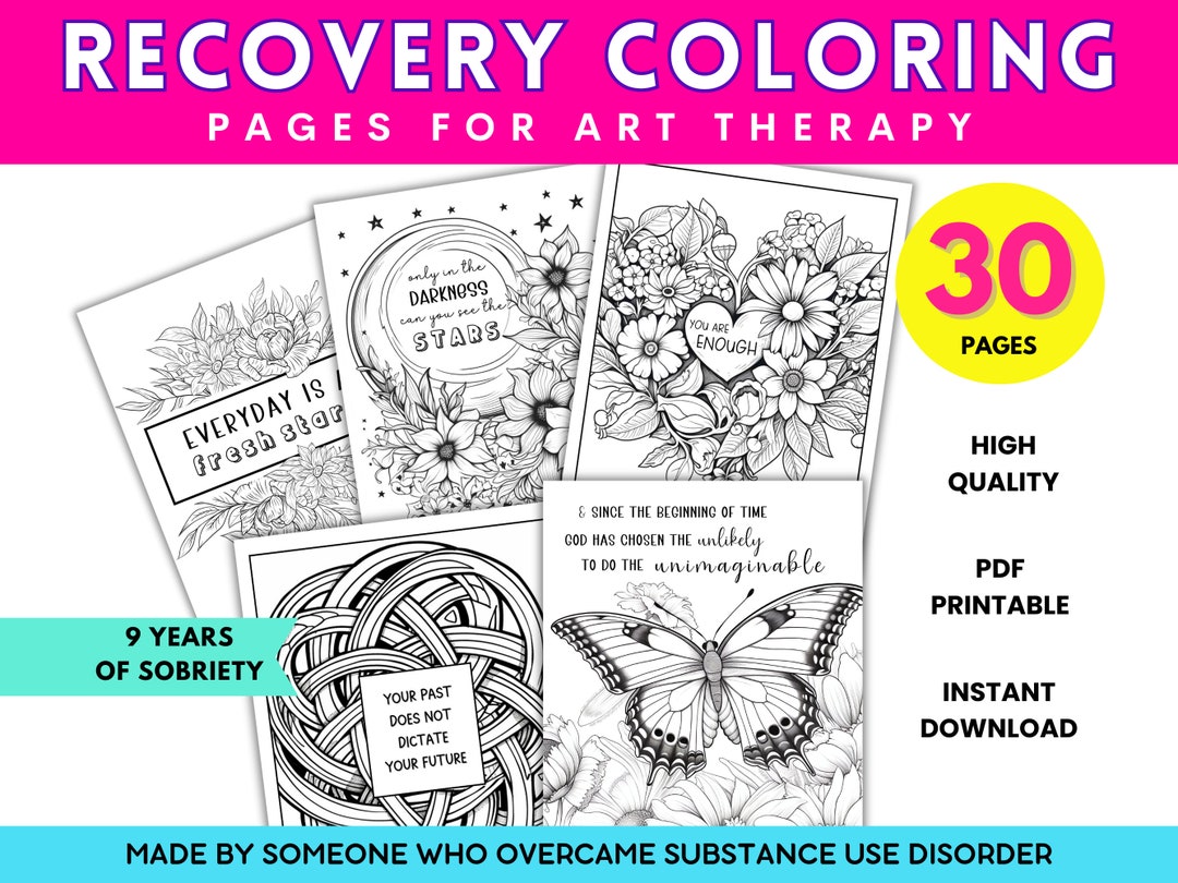 Sobriety Quotes Coloring Pages Recovery Adult Coloring Book Mental ...