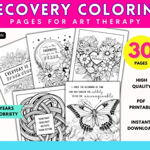 Sobriety Coloring Book, Recovery Quotes, Art Therapy (Digital Download PDF)