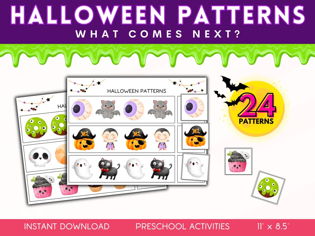Pattern Recognizing Puzzles Halloween Patterns Brain Teaser Puzzles Pattern Recognition Matching ...