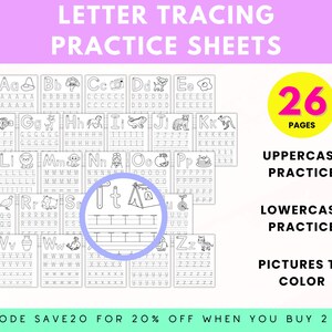 Preschool Letter Tracing Worksheets, Uppercase and Lowercase Practice ...