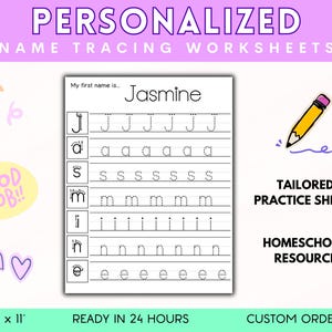Custom Name Tracing Page, Custom Handwriting Practice for Children ...