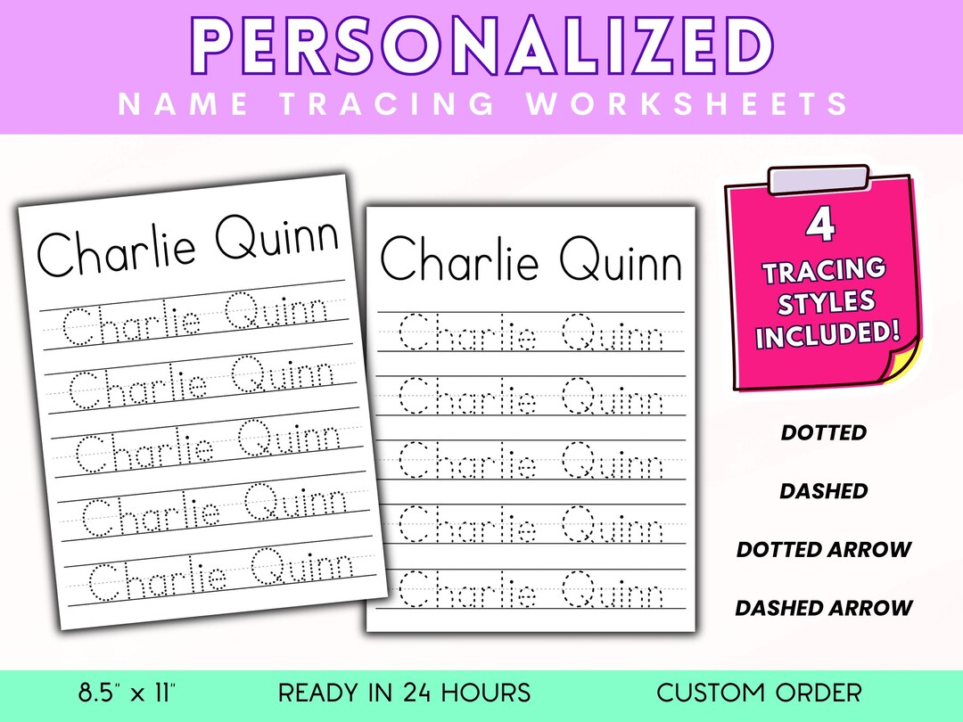 Personalized Name Tracing Sheets Learn to Write Name Printable Children ...