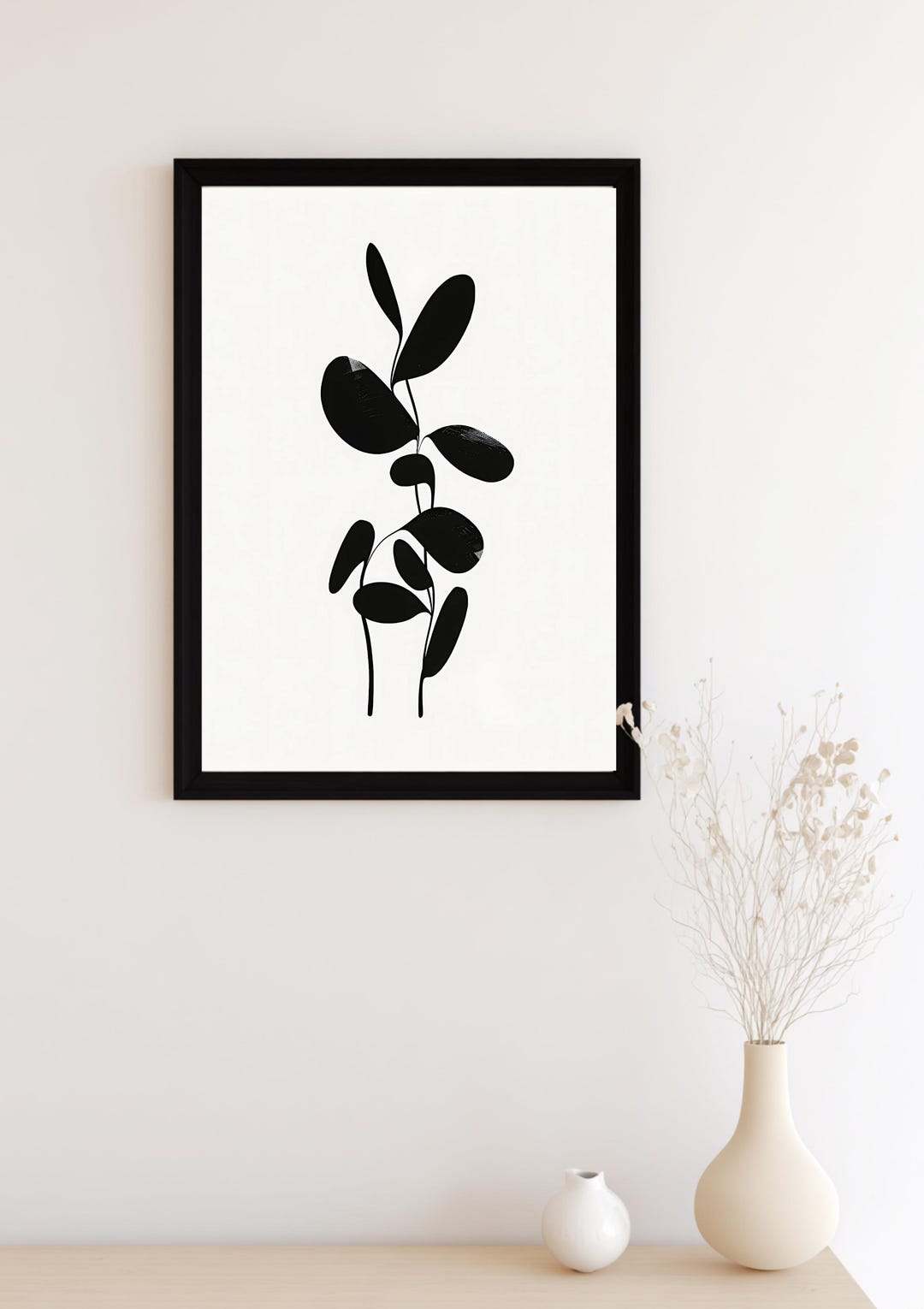 Minimalist Botanical Wall Art Black and White Leaf Print Modern ...