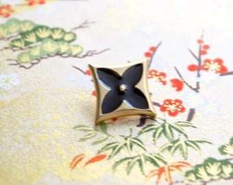 Vintage LV Square Gold and Black Metal Buttons