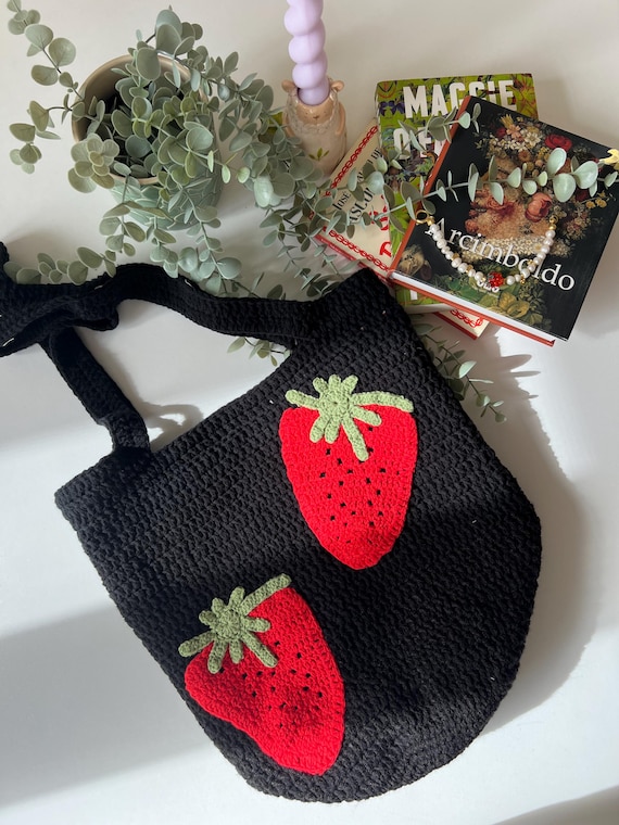 Decoration Strawberryかごバッグ　美品 Summer Strike Crochet Bag, Kdrama Lover Gift, Crochet Summer Bag