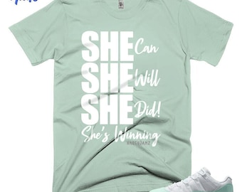 AJ 11 Low Igloo SHE Mint White Shirt Color To Match Sneaker, Bella Canvas Shirt