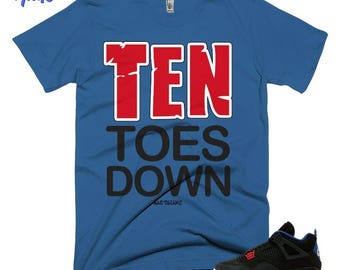 AJ 4 Rare Air Ten Toes Down Minimal Blue Black Red Color Shirt Match Sneaker, Bella Canvas Shirt