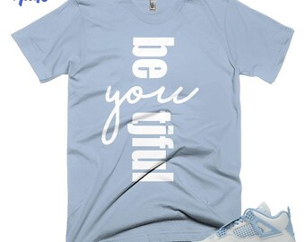 AJ 4 Forget Me Not Blue Ice Grey White Be Youtiful-shirtkleur passend bij sneaker, MKQ, Bella canvas shirt