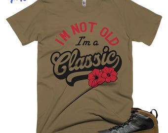 AJ 9 Olive Im Klassiek zwart roodbruin shirt in bijpassende kleur sneaker - canvas shirt Bella