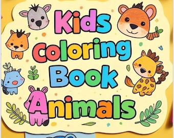 Libro para colorear de animales para niños / Libro de actividades único / Páginas para colorear imprimibles / Cuaderno de aprendizaje divertido para niños / Libro de dibujo creativo