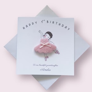 Handmade Ballerina Birthday Card & Gift| Felted Tutu Keepsake | Personalised 3D Card for Daughter Niece Granddaughter | Any Age 1st 2nd 3rd