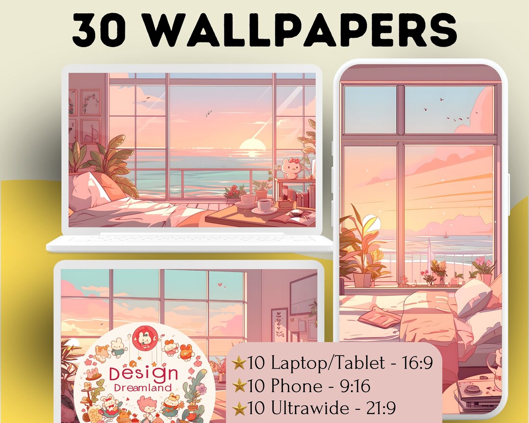 Lofi Morning Wallpaper Bundle, Pastel Anime Stream Overlays, Cozy ...