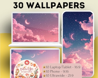 Pastel Anime Cloud Desktop Wallpaper, Background (Digital Download