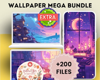 Pacote de papéis de parede de anime Ghibli Kawaii: fundos aconchegantes para desktop e tablet (download digital)