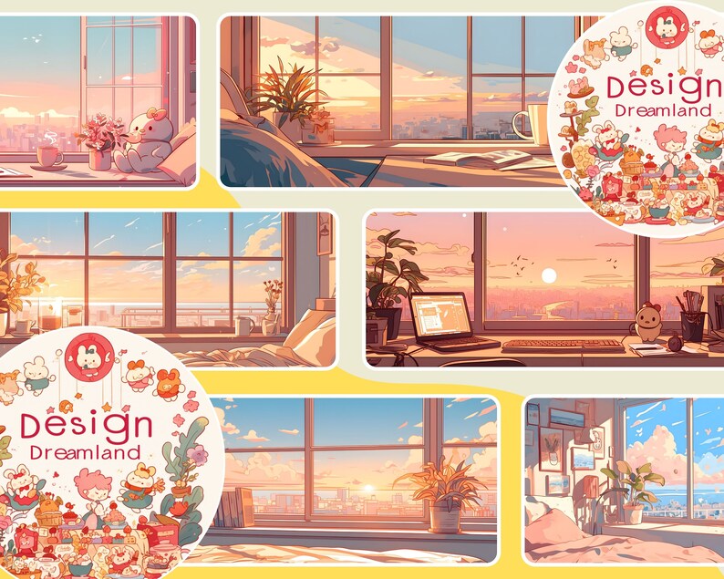 Lofi Morning Wallpaper Bundle, Pastel Anime Stream Overlays, Cozy ...