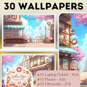 Cozy Shops Wallpaper - Pastel Pink Lofi Background, Cute Screensaver for Phone & Desktop, Teen Birthday Gift