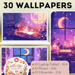 Witchy Wallpaper Screensaver - Cute Witch Aesthetic, Digital Desktop Background, Perfect Geeky Gift