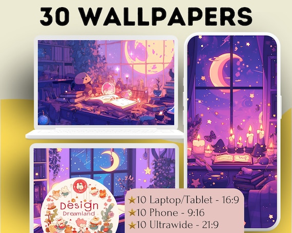 Witchy Wallpaper Screensaver - Cute Witch Aesthetic, Digital Desktop Background, Perfect Geeky Gift