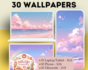 Anime Scenic Lofi Wallpaper - Pastel Meadow Digitale Achtergrond, Ideaal cadeau voor Anime Fans