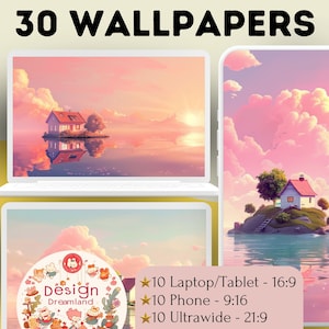 Pink Wallpaper Aesthetic Desktop Wallpaper, Dreamy Pastel Spaceship 4K, Cute Lofi Anime Screen Saver