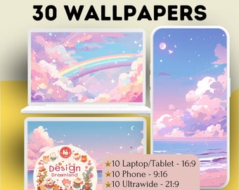 Pastelkleurige anime-achtergrond: Lofi Scenic Background (digitale download)