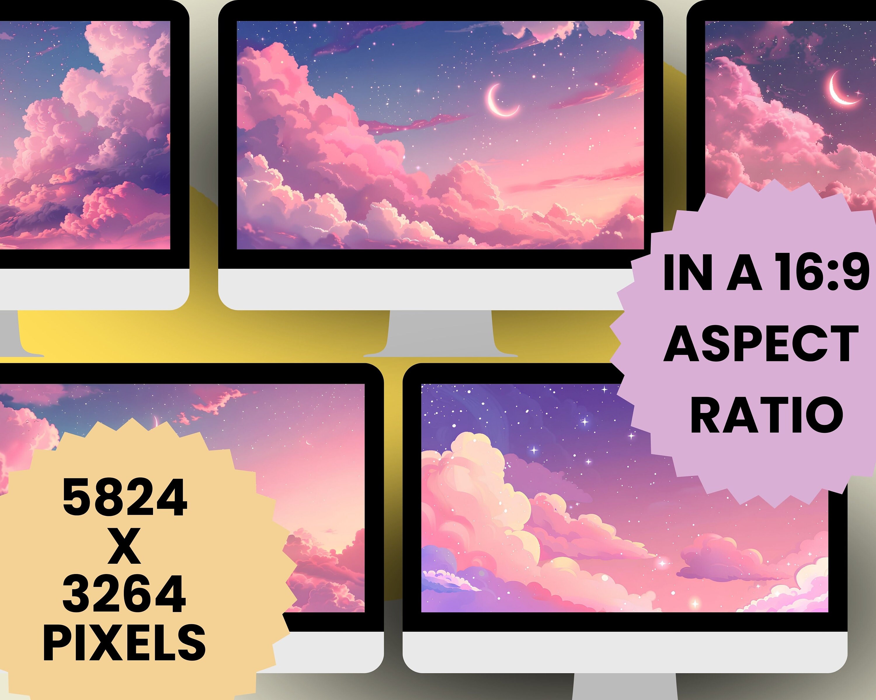 Pastel Anime Cloud Desktop Wallpaper, Background (digital Download - Etsy
