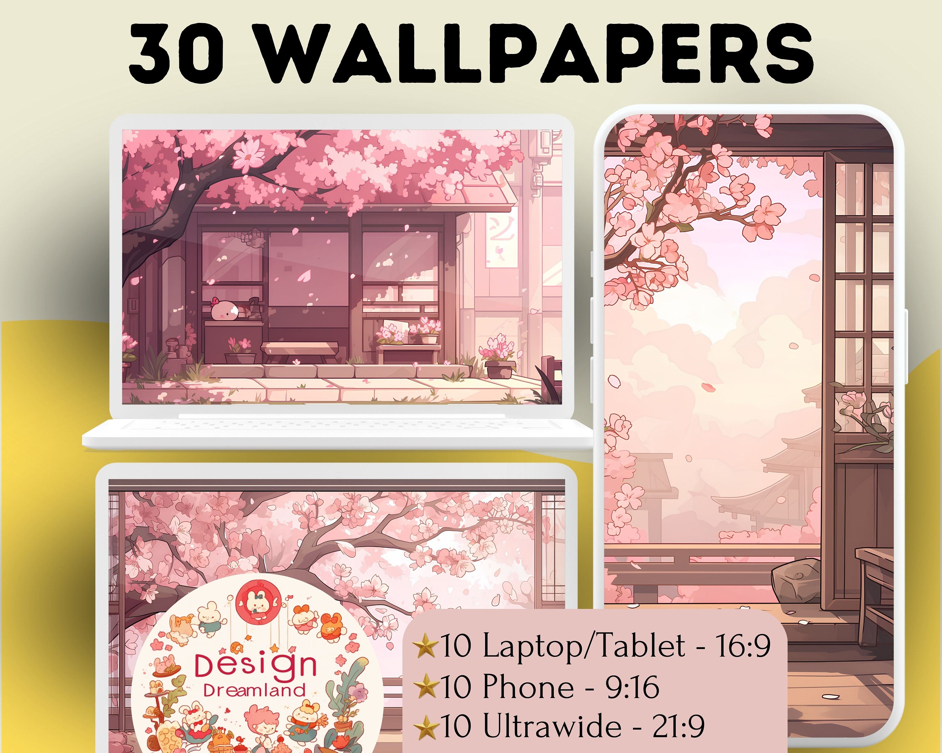 Cherry Blossom Wallpaper: Soft Pink Sakura Screensaver (digital