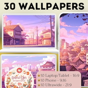 Japanese Pink Lofi Wallpaper, Neon Anime Aesthetic Desktop Wallpaper, Cute Japanese Decor